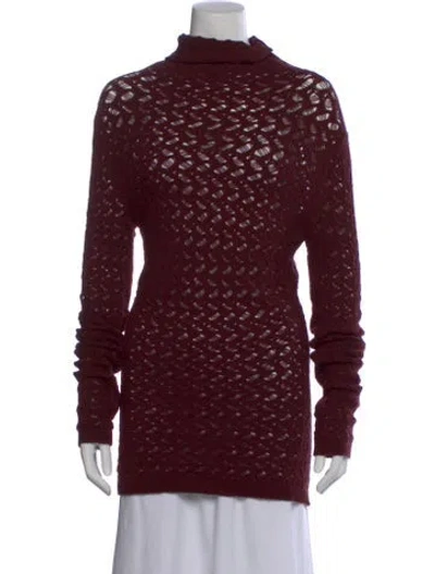Pre-owned Donna Karan Cashmere Turtleneck Sweater In Burgundy
