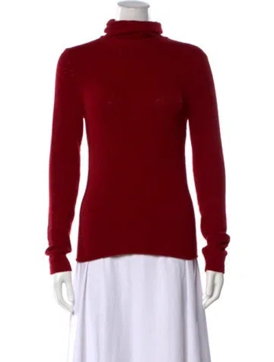 Pre-owned Donna Karan Cashmere Turtleneck Sweater In Burgundy