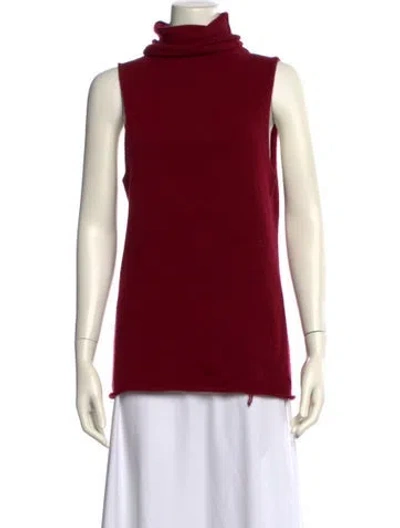 Pre-owned Donna Karan Cashmere Turtleneck Sweater In Red