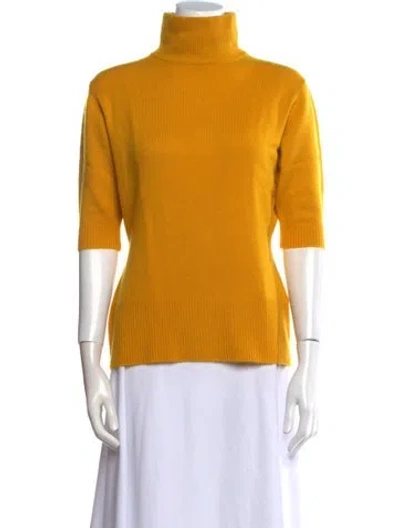 Pre-owned Donna Karan Cashmere Turtleneck Sweater In Yellow