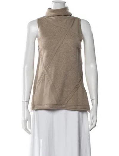 Pre-owned Donna Karan Cashmere Turtleneck Top In Brown
