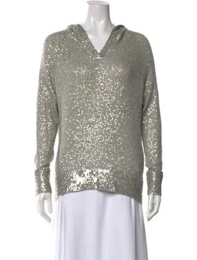 Pre-owned Donna Karan Cashmere V-neck Hoodie In Neutral
