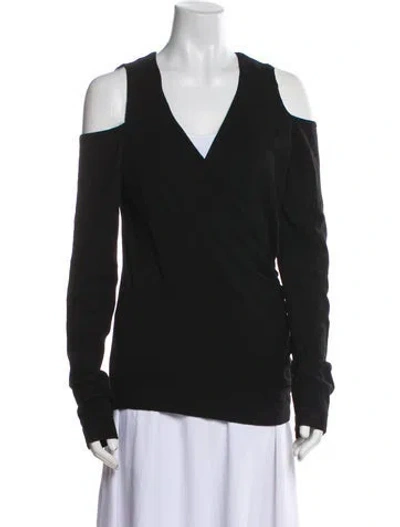 Pre-owned Donna Karan Cashmere V-neck Sweater In Black