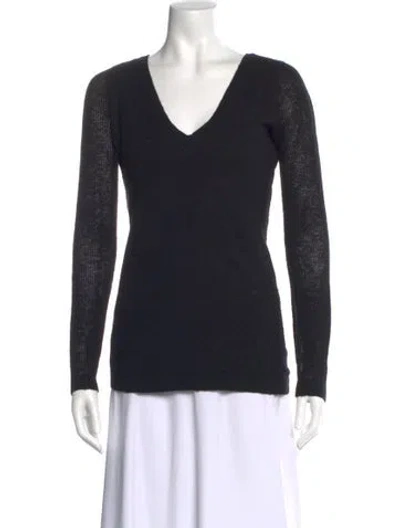 Pre-owned Donna Karan Cashmere V-neck Sweater In Black