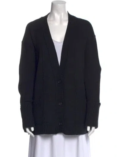 Pre-owned Donna Karan Cashmere V-neck Sweater In Black