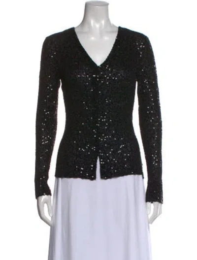 Pre-owned Donna Karan Cashmere V-neck Sweater In Black