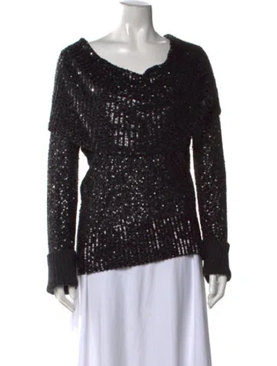 Pre-owned Donna Karan Cashmere V-neck Sweater In Black