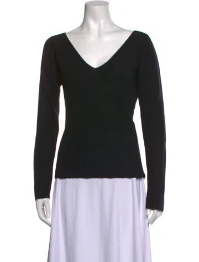 Pre-owned Donna Karan Cashmere V-neck Sweater In Black