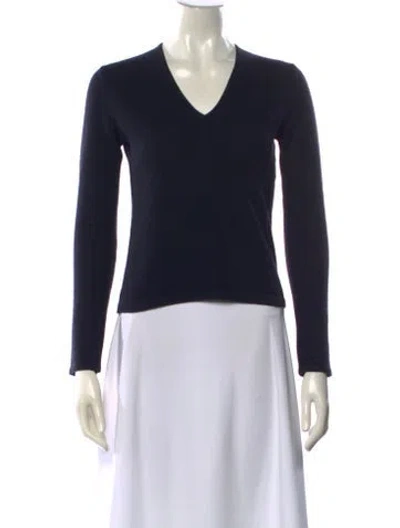 Pre-owned Donna Karan Cashmere V-neck Sweater In Blue