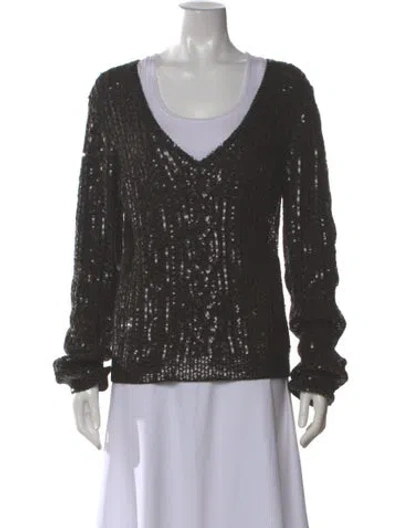 Pre-owned Donna Karan Cashmere V-neck Sweater In Brown