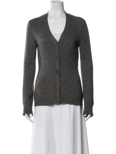 Pre-owned Donna Karan Cashmere V-neck Sweater In Gray