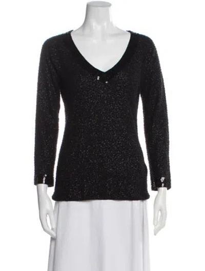 Pre-owned Donna Karan Cashmere V-neck Sweater In Gray