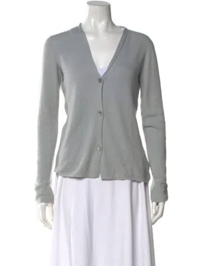 Pre-owned Donna Karan Cashmere V-neck Sweater In Grey