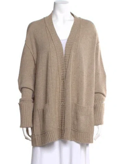 Pre-owned Donna Karan Cashmere V-neck Sweater In Neutral