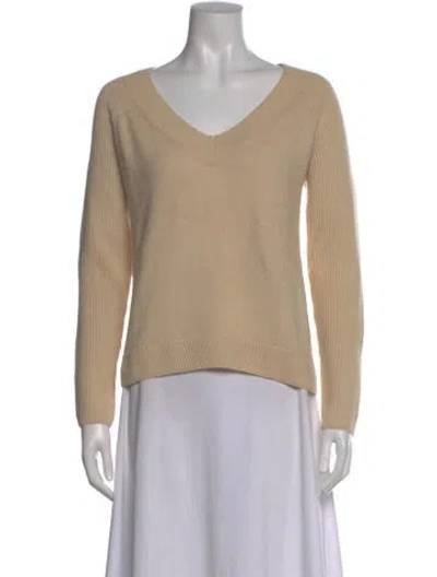 Pre-owned Donna Karan Cashmere V-neck Sweater In Neutral