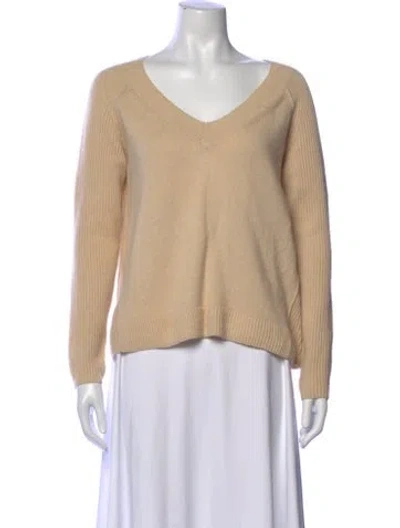Pre-owned Donna Karan Cashmere V-neck Sweater In Neutral