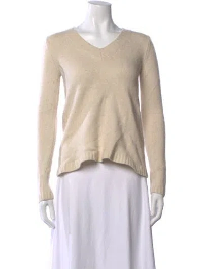 Pre-owned Donna Karan Cashmere V-neck Sweater In Neutrals