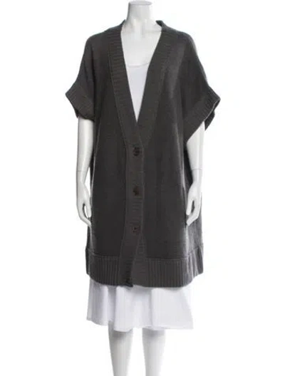 Pre-owned Donna Karan Cashmere V-neck Sweater W/ Tags In Gray