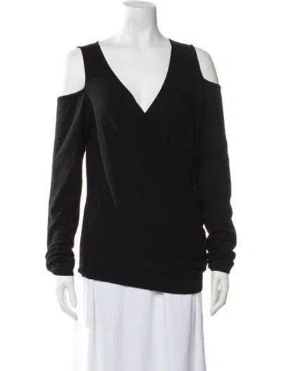 Pre-owned Donna Karan Cashmere V-neck Top In Black