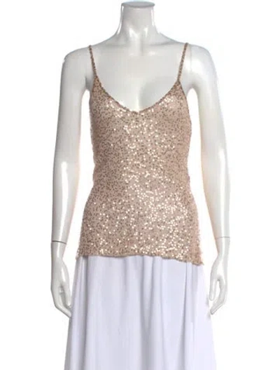 Pre-owned Donna Karan Cashmere V-neck Top In Neutral