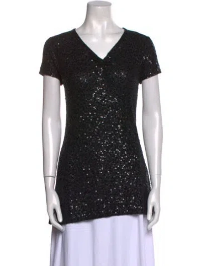 Pre-owned Donna Karan Cashmere V-neck T-shirt In Black