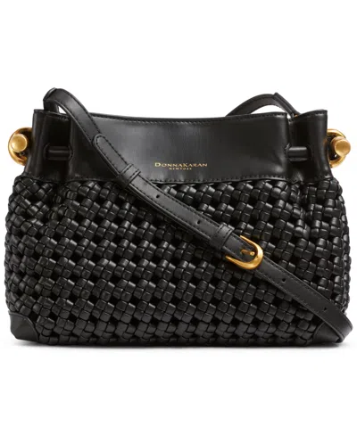 Donna Karan Cashmere Woven Mini Crossbody Bag In Black,gold