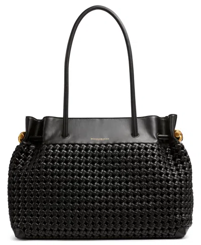 Donna Karan Cashmere Woven Mini Tote Bag In Black,gold