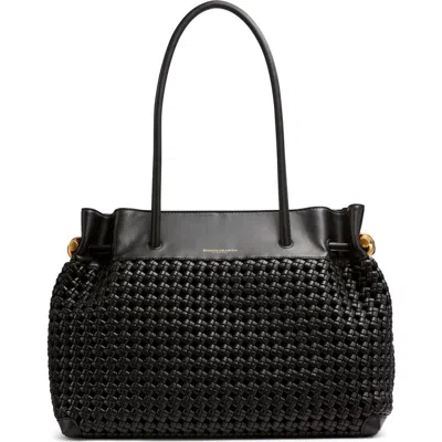 Donna Karan Cashmere Woven Tote In Black/gold