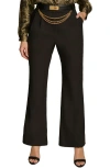 Donna Karan Chain Belt Wide Leg Pants In Black