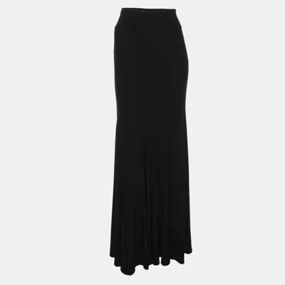 Pre-owned Donna Karan Collection Donna Karan Black Jersey Floor Length Flare Skirt S