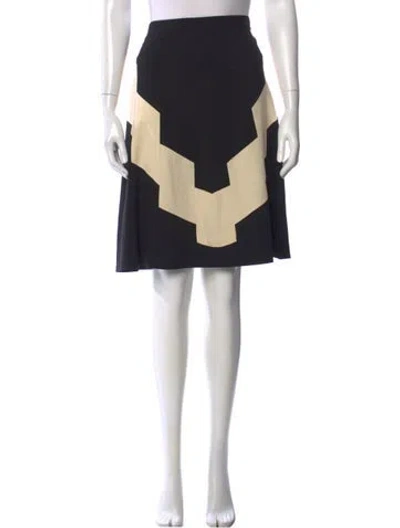 Pre-owned Donna Karan Colorblock Pattern Knee-length Skirt In Black