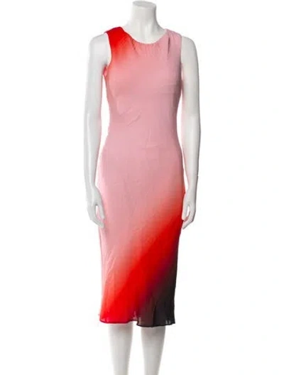 Pre-owned Donna Karan Colorblock Pattern Midi Length Dress In Pink