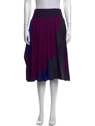 Pre-owned Donna Karan Colorblock Pattern Midi Length Skirt In Purple