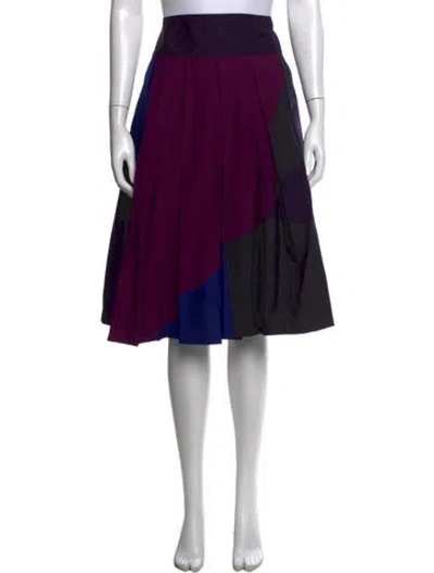 Pre-owned Donna Karan Colorblock Pattern Midi Length Skirt In Purple