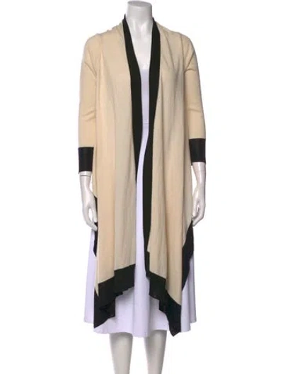Pre-owned Donna Karan Colorblock Pattern Open Front Sweater In Neutral