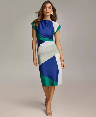 Donna Karan Colorblock Sheath Dress In Blue Multi