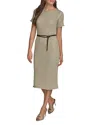 Donna Karan New York Open Knit Sheath Dress In Cream/gold