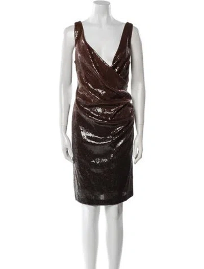 Pre-owned Donna Karan Cowl Neck Knee-length Dress