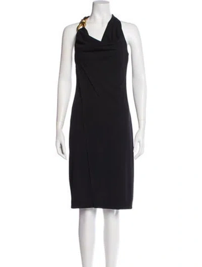 Pre-owned Donna Karan Cowl Neck Knee-length Dress In Black