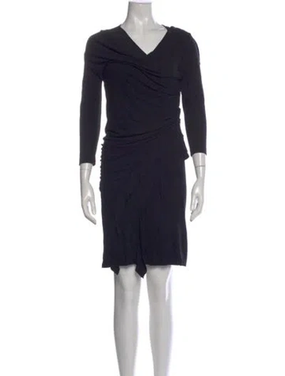 Pre-owned Donna Karan Cowl Neck Knee-length Dress In Black