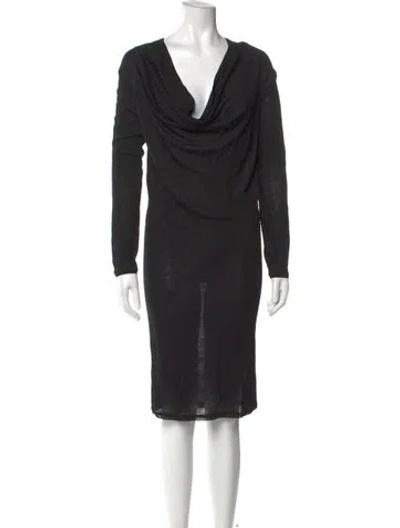 Pre-owned Donna Karan Cowl Neck Knee-length Dress In Black