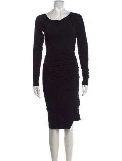 Pre-owned Donna Karan Cowl Neck Knee-length Dress In Black