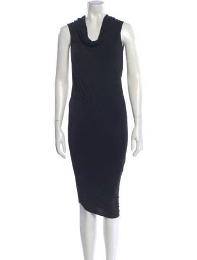Pre-owned Donna Karan Cowl Neck Knee-length Dress In Blue