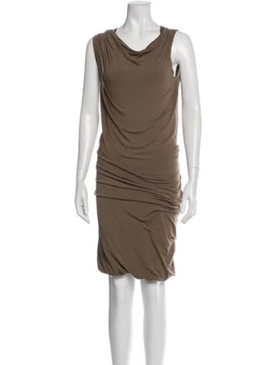 Pre-owned Donna Karan Cowl Neck Knee-length Dress In Brown