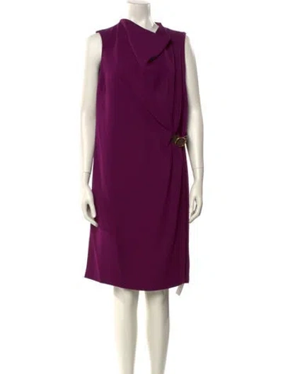 Pre-owned Donna Karan Cowl Neck Knee-length Dress In Purple