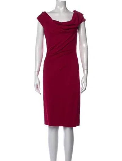 Pre-owned Donna Karan Cowl Neck Knee-length Dress In Red