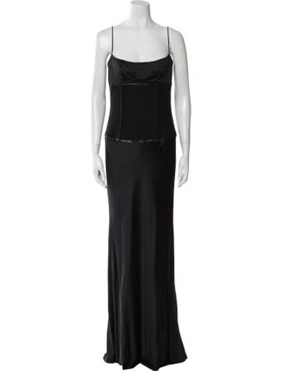 Pre-owned Donna Karan Cowl Neck Long Dress In Black