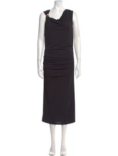 Pre-owned Donna Karan Cowl Neck Long Dress In Black