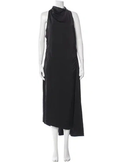Pre-owned Donna Karan Cowl Neck Long Dress In Black