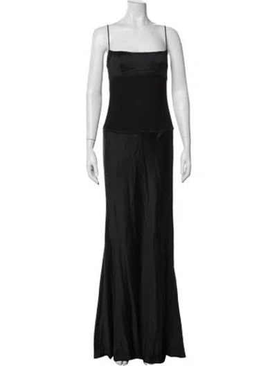 Pre-owned Donna Karan Cowl Neck Long Dress In Black